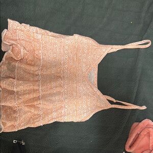 Orange Patterned Top American Eagle